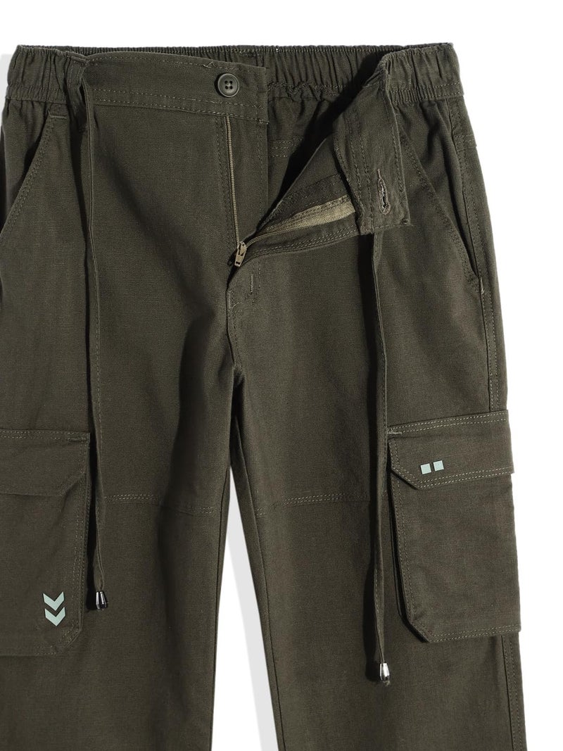 CAVIO Boys Casual Solid Regular Fit Cargo Pants with Multiple Pockets - Image 4